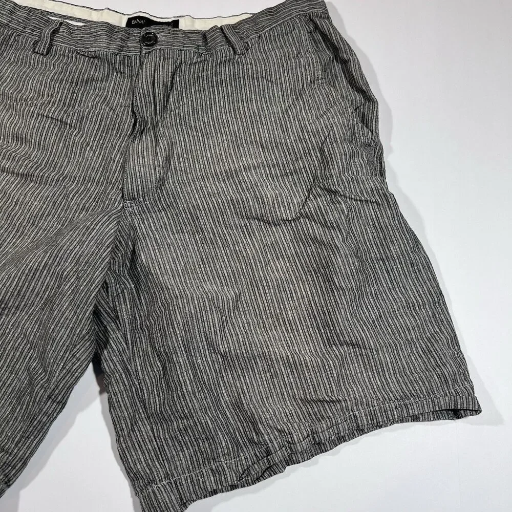 Banana Repbulic Linen Blend Flat Front Striped Casual Shorts Men's 36